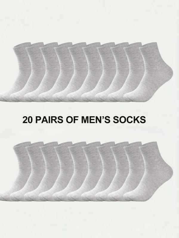 Men's Solid Crew Socks, Socks for Men, Casual Breathable Socks for Daily Wear, Multi-pack Mid Calf Socks for Men, Menswear