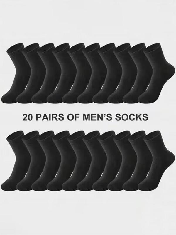 Men's Solid Crew Socks, Socks for Men, Casual Breathable Socks for Daily Wear, Multi-pack Mid Calf Socks for Men, Menswear