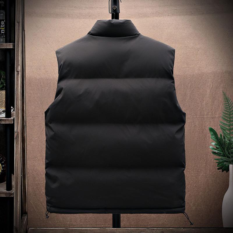 Explosive down cotton waistcoat men's autumn and winter thick warm vest new cotton-padded vest coat trend Menswear Tops Beige zip fleece sleeveless shirt