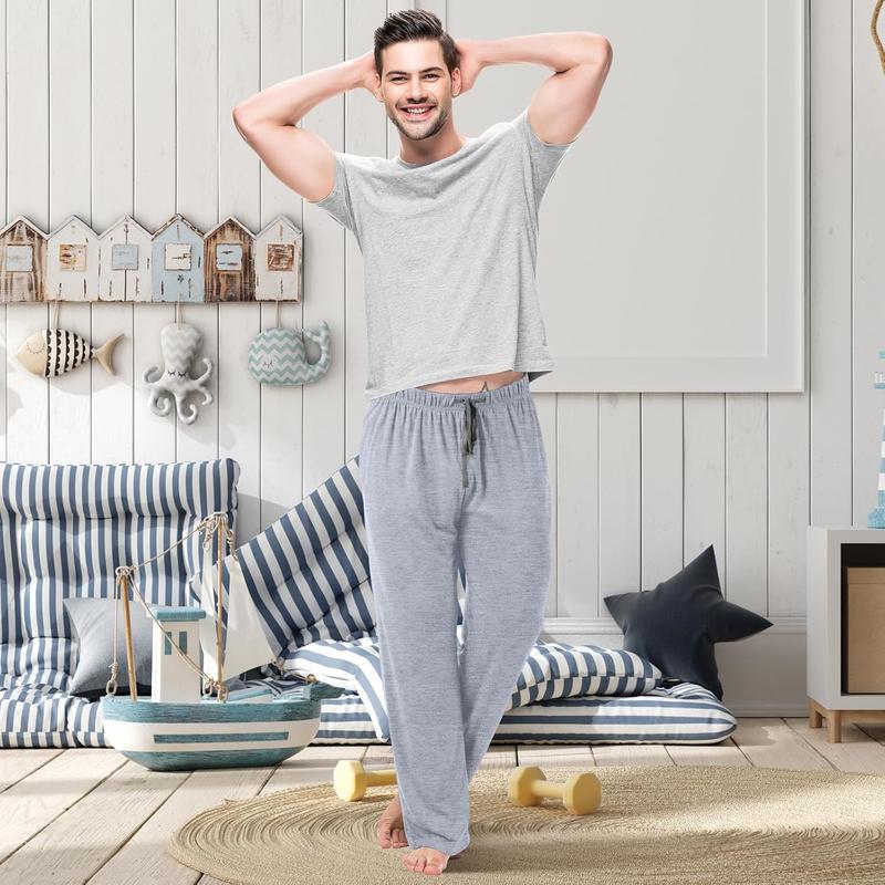 3 Pack Mens Cotton Sleepwear Pajamas Pants with Pockets Soft Sleep Lounge Bottoms Sleep Pj Bottoms for Men