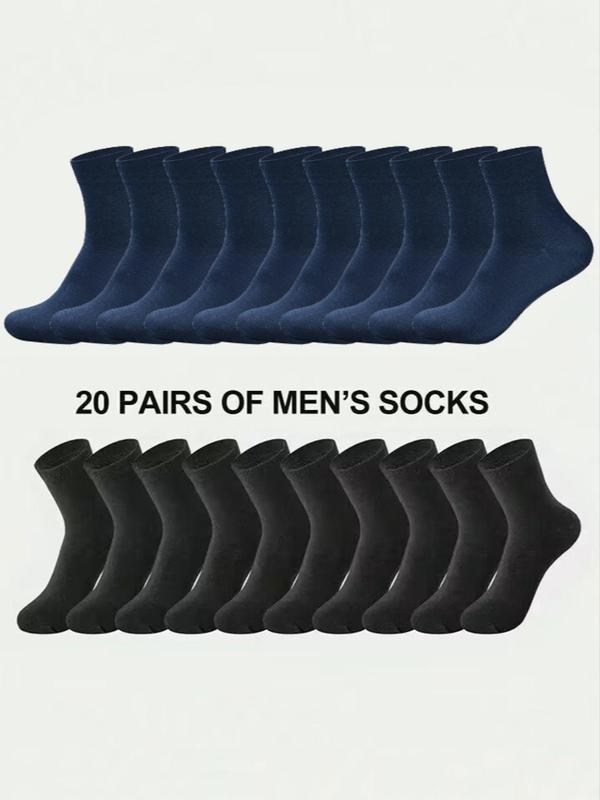 Men's Solid Crew Socks, Socks for Men, Casual Breathable Socks for Daily Wear, Multi-pack Mid Calf Socks for Men, Menswear