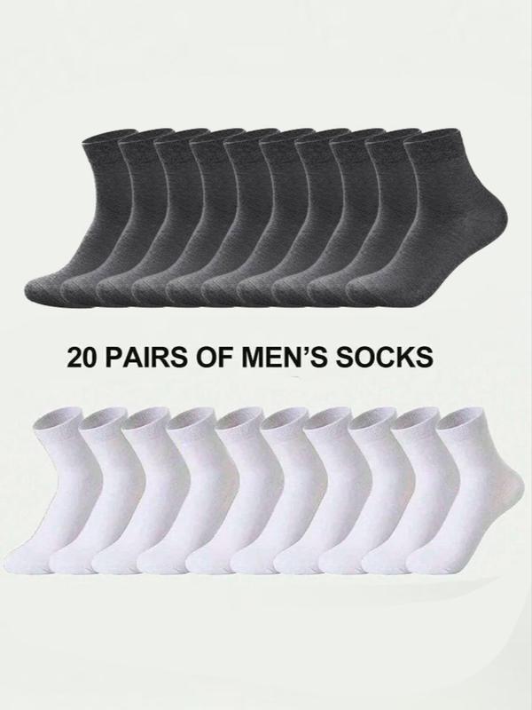 Men's Solid Crew Socks, Socks for Men, Casual Breathable Socks for Daily Wear, Multi-pack Mid Calf Socks for Men, Menswear