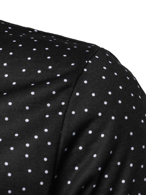 Men's Polka Dot Print Short Sleeve Back To School Polo Shirt, Men's Clothing Outfits, Casual Regular Fit Button Front Top for Summer, Fashion Men's Streetwear Clothes for Daily Wear