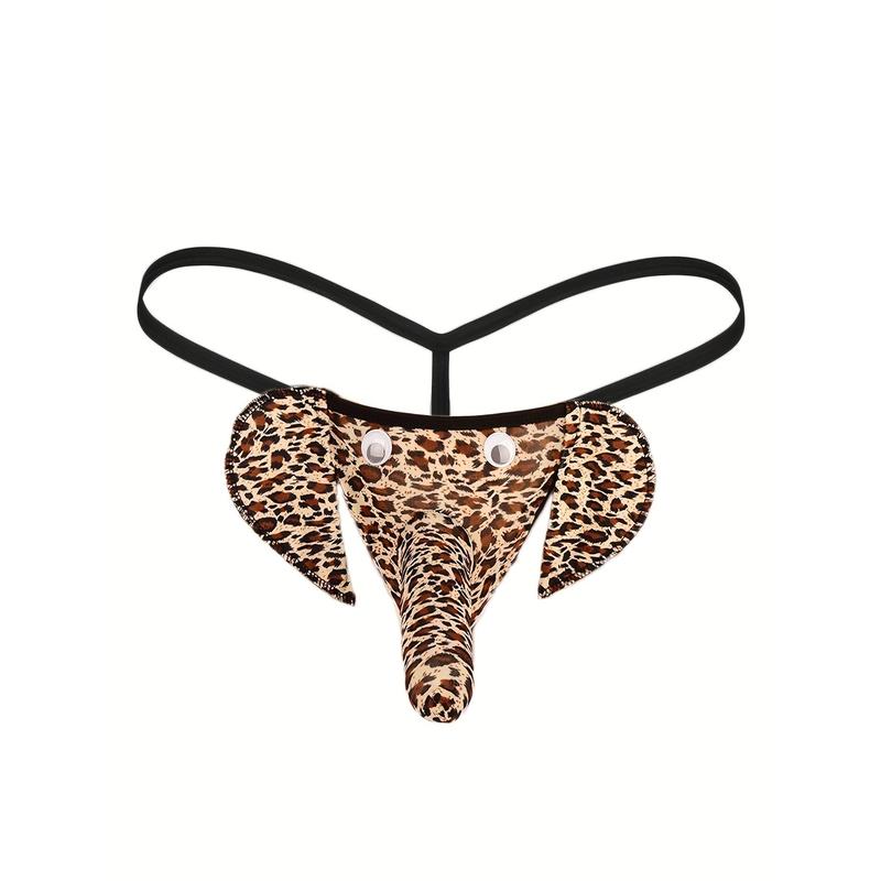 Mens Elephant Print Thong Underwear - Enhanced Bulge Pouch, Seamless T-Back, Ultra-Thin & Breathable, Sexy Funny Lingerie for Comfortable Wear