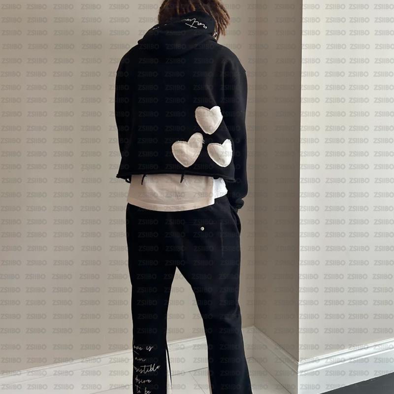 New Trendy Beautiful Harajuku Jacket Letter Personality Patch Sweater Pants Men and Women Clothing Menswear