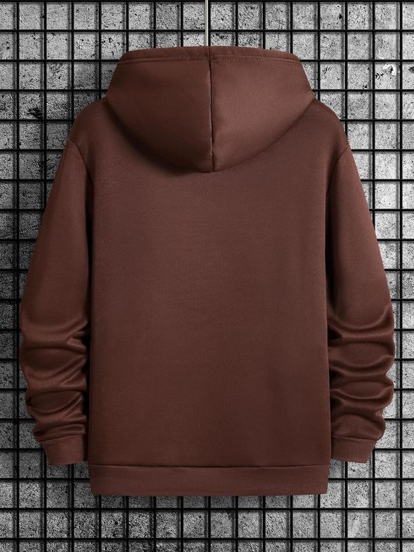 Men's Cross Print Hoodie, Regular Fit Casual Kangaroo Pocket Sweatshirt for Fall & Winter, Men's Clothes for Daily Wear