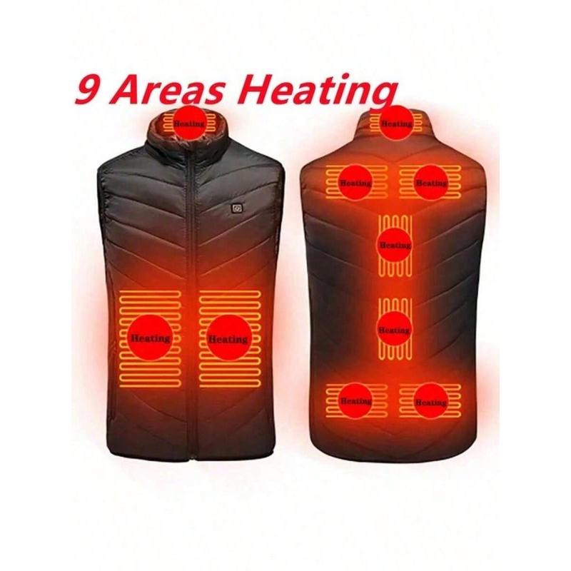 9 Areas Heated Vest Men Jacket Heated Winter Womens Electric Usb Heater Camping Jacket Man Thermal Vest Body Warmer Coat 6XL