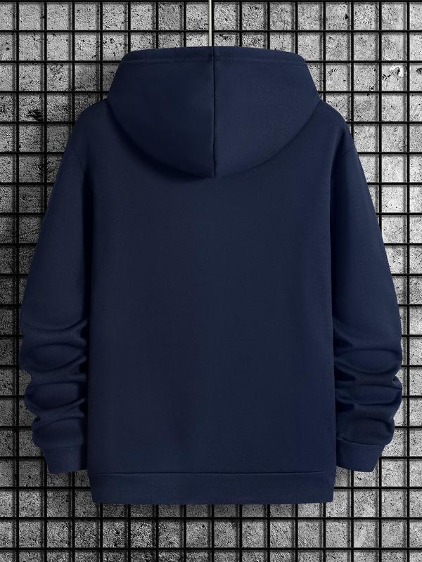 Men's Cross Print Hoodie, Regular Fit Casual Kangaroo Pocket Sweatshirt for Fall & Winter, Men's Clothes for Daily Wear