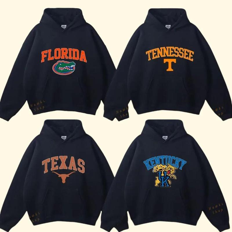 Vintage Sport Teams NCAA Collection Unisex Crewneck Black Hoodie, Graphic Team Collection Hoodie, Gift For NCAA Fans