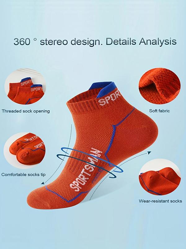 Men's Letter Print Ankle Socks, Casual Moisture Wicking Low Cut Socks, Soft Comfy Breathable Socks for All Seasons Daily Wear