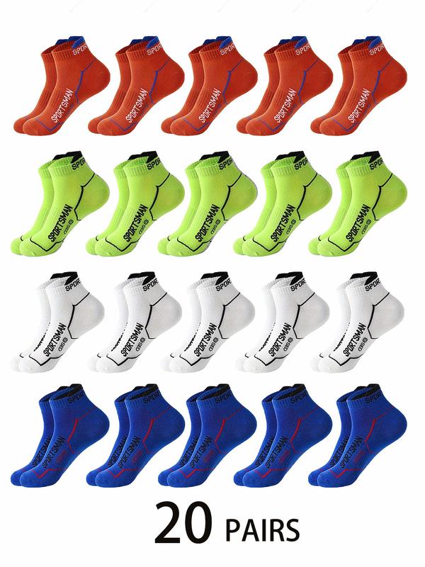 Men's Letter Print Ankle Socks, Casual Moisture Wicking Low Cut Socks, Soft Comfy Breathable Socks for All Seasons Daily Wear