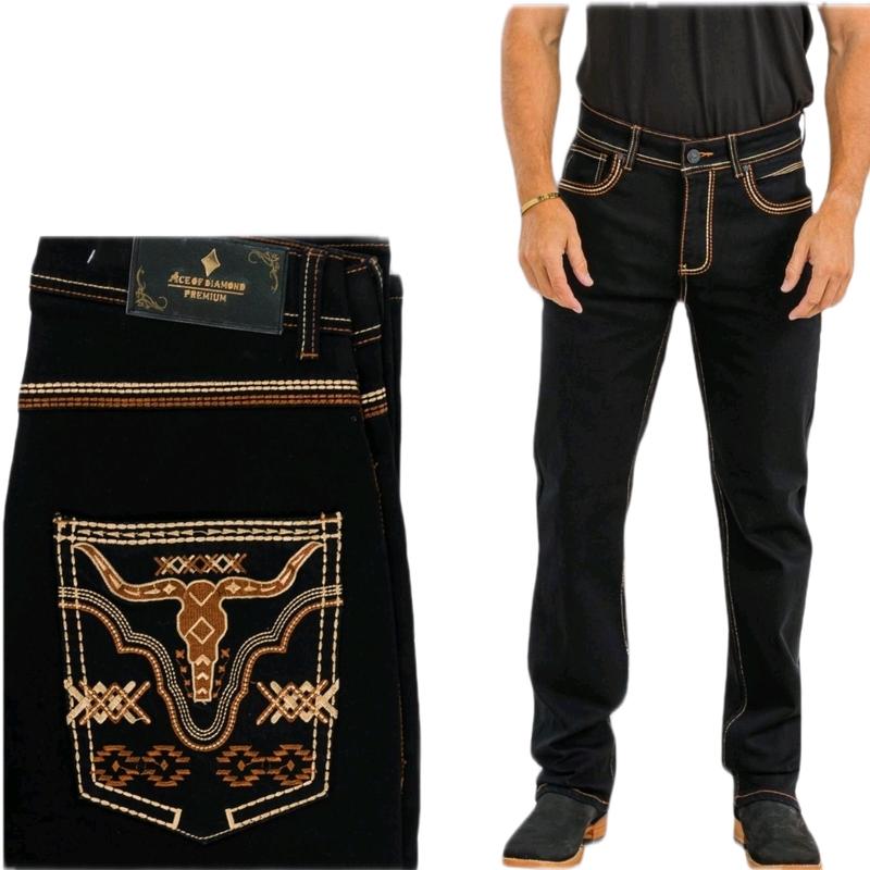 Denim Western Jeans Bootcut Men Menswear Pants