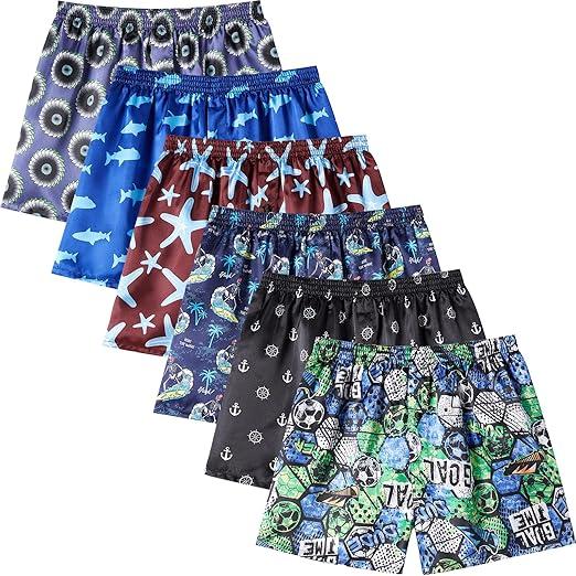 Mens Satin Boxer Shorts Pack, Silk Feeling Sleep Shorts Underwear with Button Fly, Silky Pajama Bottoms for Men