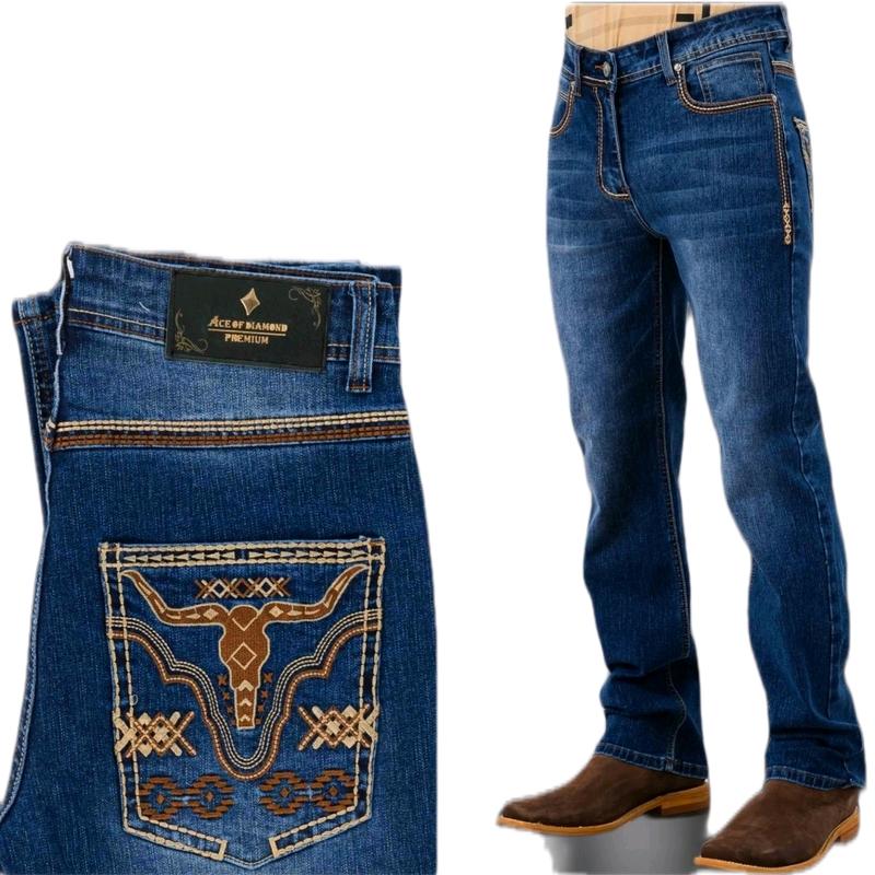 Denim Western Jeans Bootcut Men Menswear Pants