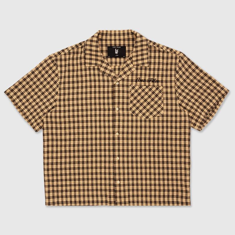 Black Tan Plaid Button Up Shirt