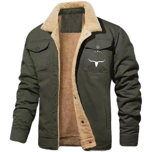 Men's Retro Western Winter Fleece Jacket with Multiple Pockets - Soft and Windproof Outerwear for Outdoor Activities Classic Stylish