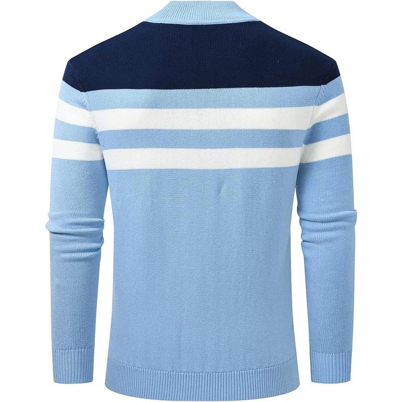 YuYangDPB  Men's Sweaters 1 4 Zip Up Lightweight Casual Striped Pullover Polo Sweaters Knitwear Menswear Tops Underwear Long Sleeve