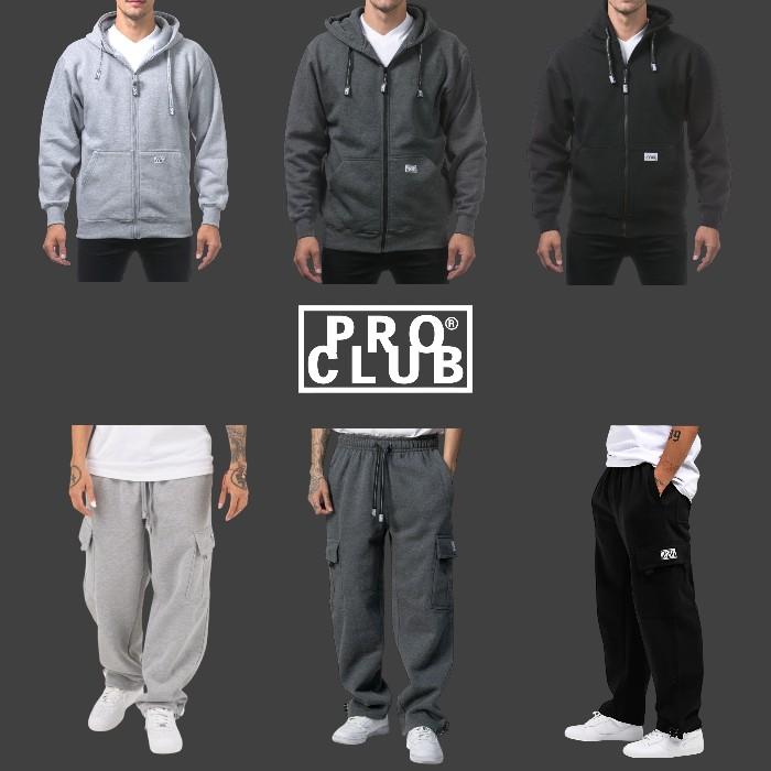 PROCLUB  HEAVYWEIGHT ZIP-UP + CARGO SWEATPANTS Clothing Soft