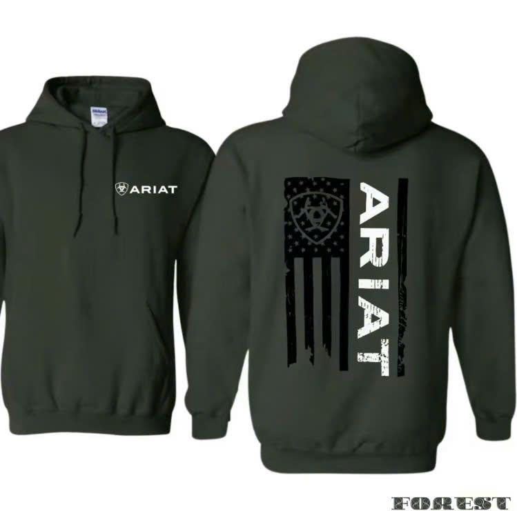 Ariat Hoodie, American Flag Hoodie, Classic Patriotic Pullover with Bold Western-Inspired Design, Cozy Unisex Hoodie Western Lifestyle Menswear Sweatshirts