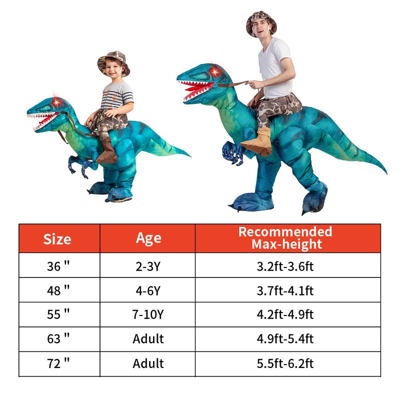 GOOSH Inflatable Dinosaur Costume for Adult Halloween Costume Women Man Funny Blow up Costume for Halloween Party Cosplay Clothing Set