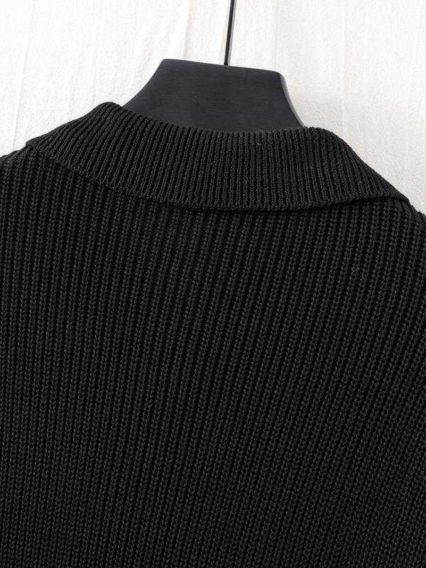  Solid Drop Shoulder Half Zip Up Sweater, Casual Long Sleeve Collared Jumper for Fall & Winter, Men's Knitwear for Daily Wear