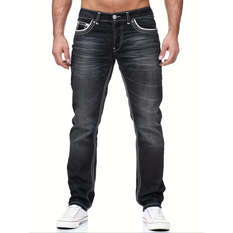 Men's Comfy Street Style Distressed Denim Pants With Pockets