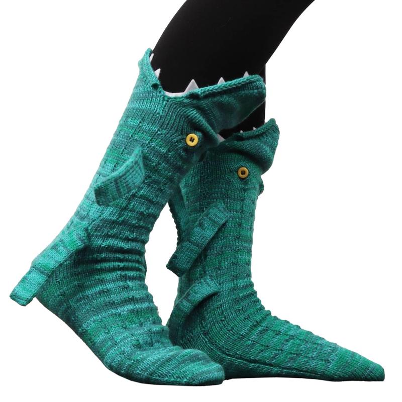 Knit Socks Unisex Novelty Shark Crocodile Shape Socks Floor Socks Winter Socks