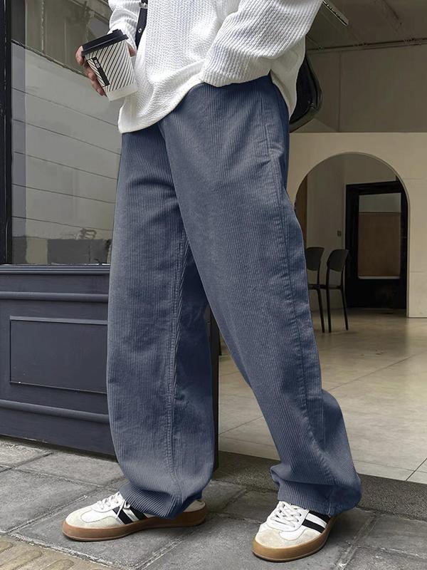 Men's Solid Color Drawstring Pants, Loose Casual Comfy Trousers for Fall & Winter, Men's Bottoms for Daily Wear