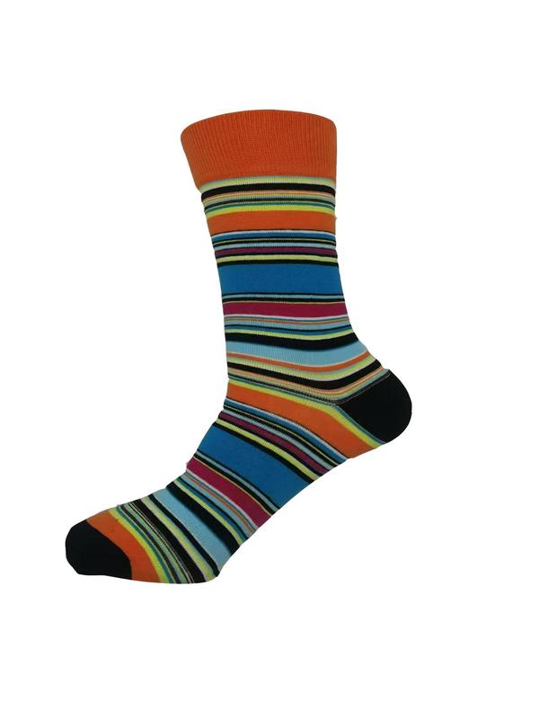 Men's Colorful Cartoon & Striped Print Crew Socks, Casual Comfortable Breathable Mid-calf Socks for Daily Wear, Men's Socks for All Seasons