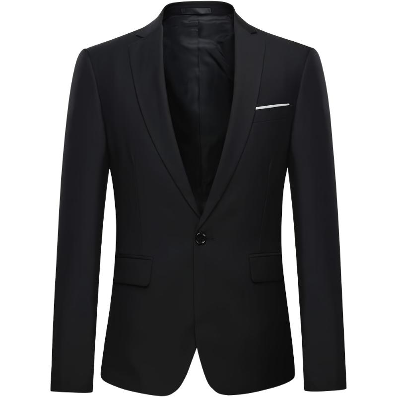 Men's 2-Piece Suits Slim Fit 1 Button Dress Suit Jacket Blazer & Pants Set, 2 Piece Suits For Men One Button Slim Fit Solid Jacket & Pant Tuxedo Set Business Wedding Party, Slim Fit Suit Set, One Button Solid Jacket Vest Pants