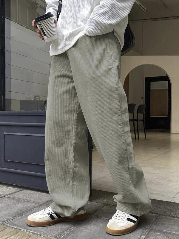 Men's Solid Color Drawstring Pants, Loose Casual Comfy Trousers for Fall & Winter, Men's Bottoms for Daily Wear