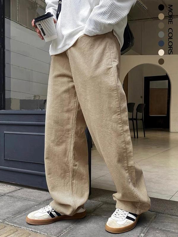 Men's Solid Color Drawstring Pants, Loose Casual Comfy Trousers for Fall & Winter, Men's Bottoms for Daily Wear