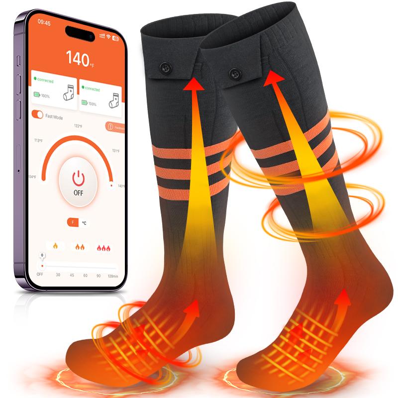 Heated Socks Rechargeable 10000mAh Batteries for Men Women, Washable, APP Control Electric Winter Socks