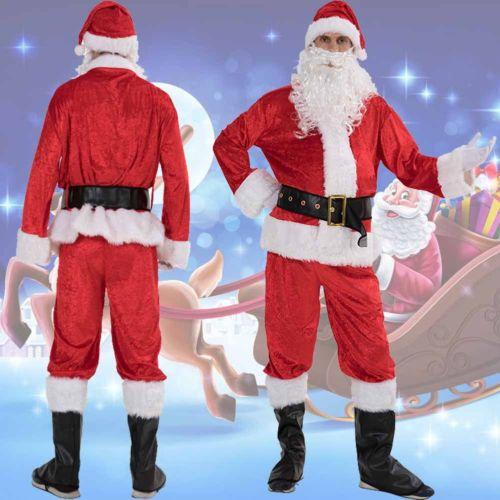 Christmas Santa Claus Cosplay Costume, Five Pieces Fancy Dress For Adults