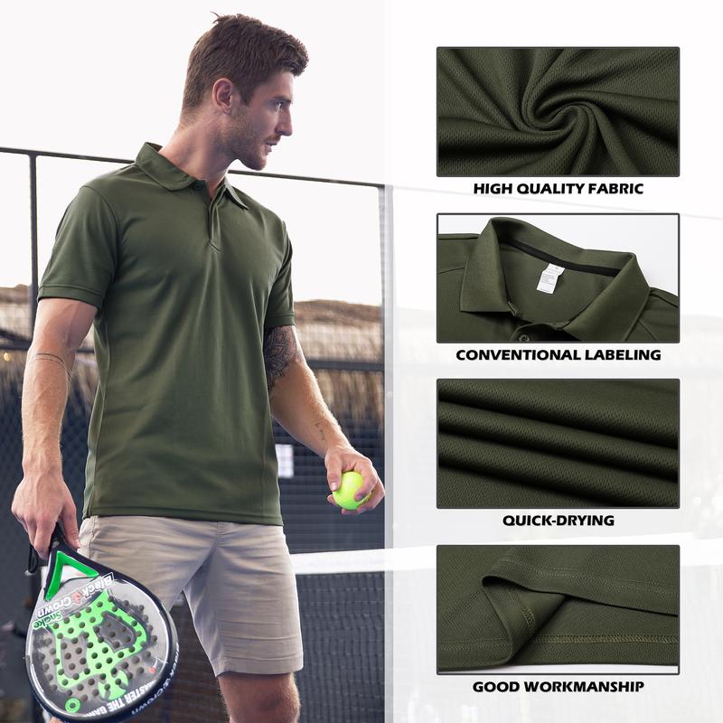 Men'S Polo Shirt Moisture Wicking Short Sleeved High-Performance Quick Drying Sports Golf Jersey