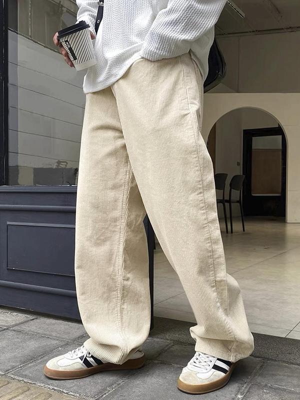 Men's Solid Color Drawstring Pants, Loose Casual Comfy Trousers for Fall & Winter, Men's Bottoms for Daily Wear