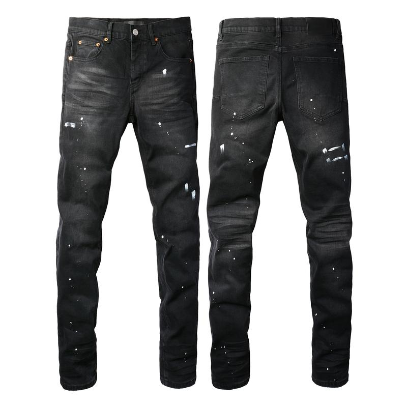 Purple-brand Men's Jeans Slim Fit Stretch Jeans Baggy Ripped Straight Skinny Denim Pants for Men Fashionable Biker Motocycle Holes Pants 2024