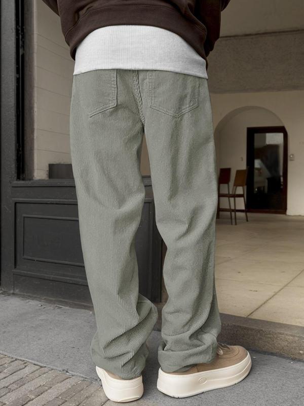 Men's Solid Color Drawstring Pants, Loose Casual Comfy Trousers for Fall & Winter, Men's Bottoms for Daily Wear