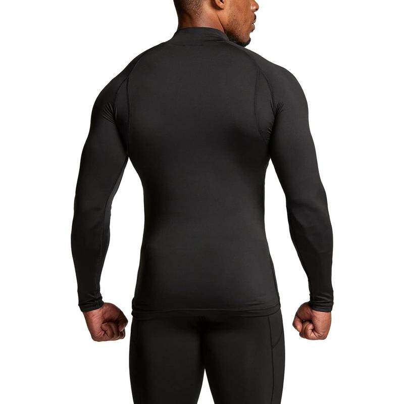 Men's Thermal Long Sleeve Compression Shirts, Mock Turtleneck Winter Sports Running Base Layer Top