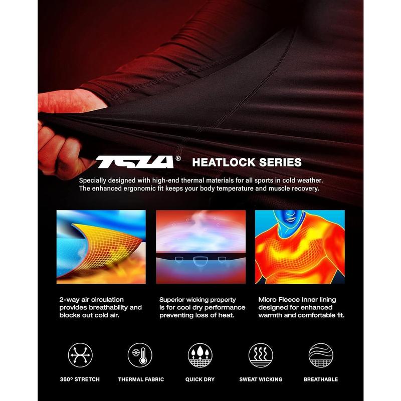 Men's Thermal Long Sleeve Compression Shirts, Mock Turtleneck Winter Sports Running Base Layer Top