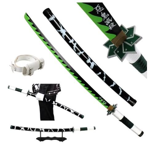 41 inch Demon Slayer Samurai Katana Sword With Belt And Holder Tanjiro Cosplay Props Decoration