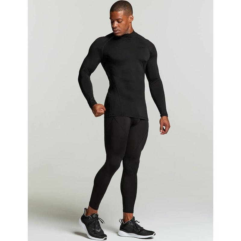 Men's Thermal Long Sleeve Compression Shirts, Mock Turtleneck Winter Sports Running Base Layer Top