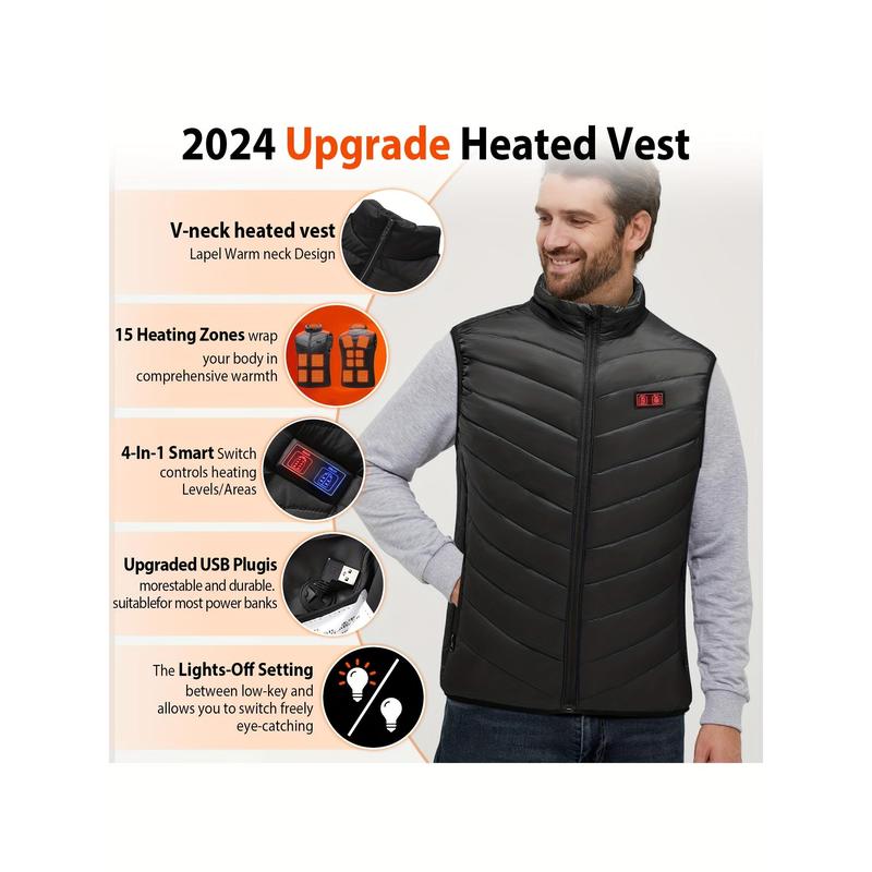 202417 Heating Zones Smart Electric Heated Vest For Men Women USB Rechargeable 3 Temperature Heating Outdoor Vest For Winter Camping Hunting Skiing Lightweight Washable Heated Jackets (No Battery)dandy Menswear Tops Casual