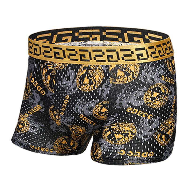 Men's Black & Gold Mixed Color Cotton Underwear, 5pcs Tropical Briefs Set Elegant Human boxer brief modal  dpouch