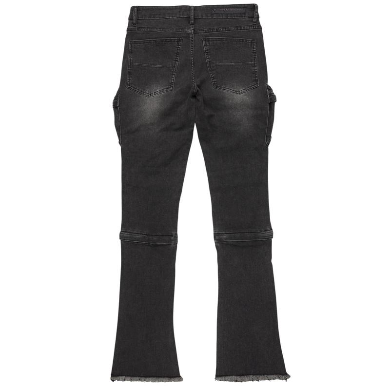 Jan Black Stacked Flare Cargo Jean