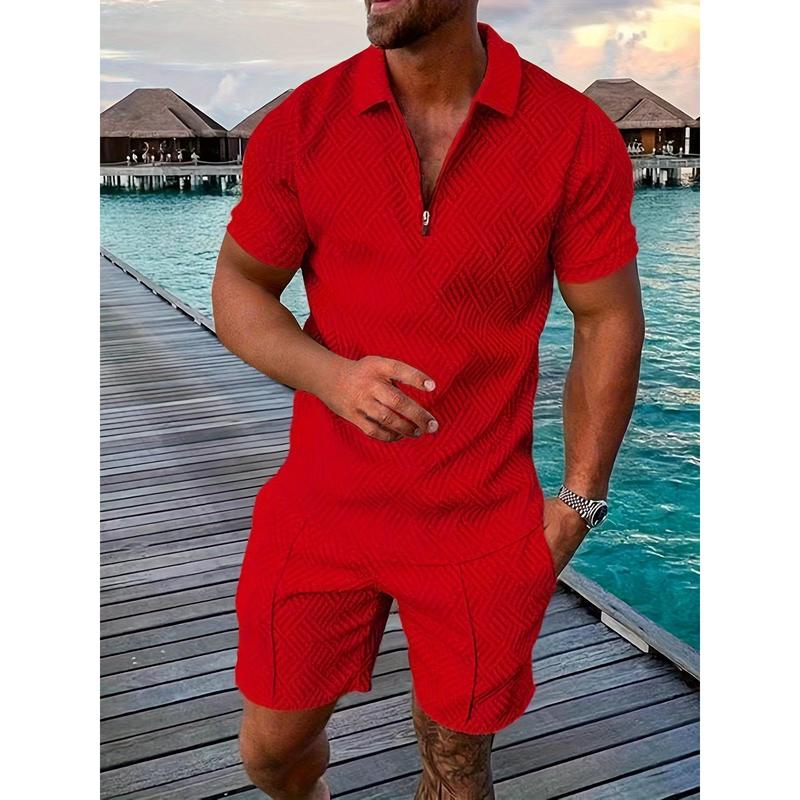 2 counts Outfits For Men, Casual Short Sleeve Lapel Shirt And Drawstring Shorts Set For Summer, Men's Clothing For Vacation Workout Menswear Overalls Suits Underwear Formal Wear Formal Human Tropical