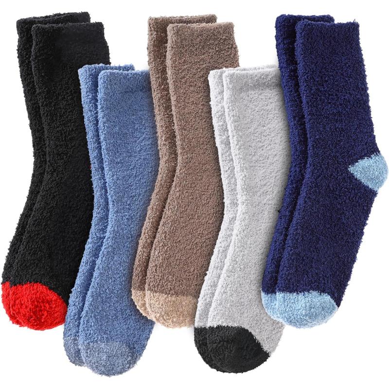 Mens Fuzzy Socks Cozy Fluffy Winter Warm Slipper Socks Microfiber Soft Home Sleeping Socks 5 6 Pairs