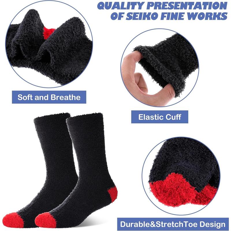 Mens Fuzzy Socks Cozy Fluffy Winter Warm Slipper Socks Microfiber Soft Home Sleeping Socks 5 6 Pairs