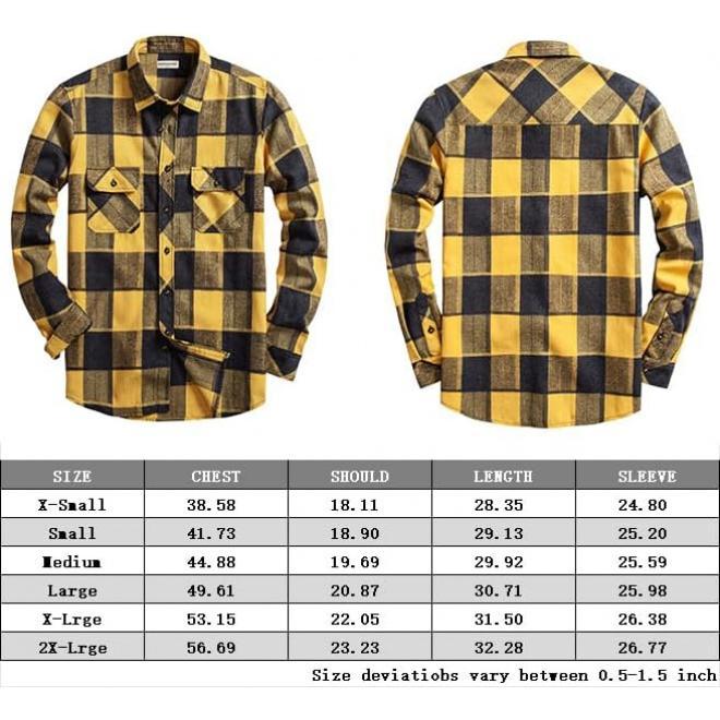 Mens flannel plaid shirts regual fit casual long sleeve button down fleece shirts