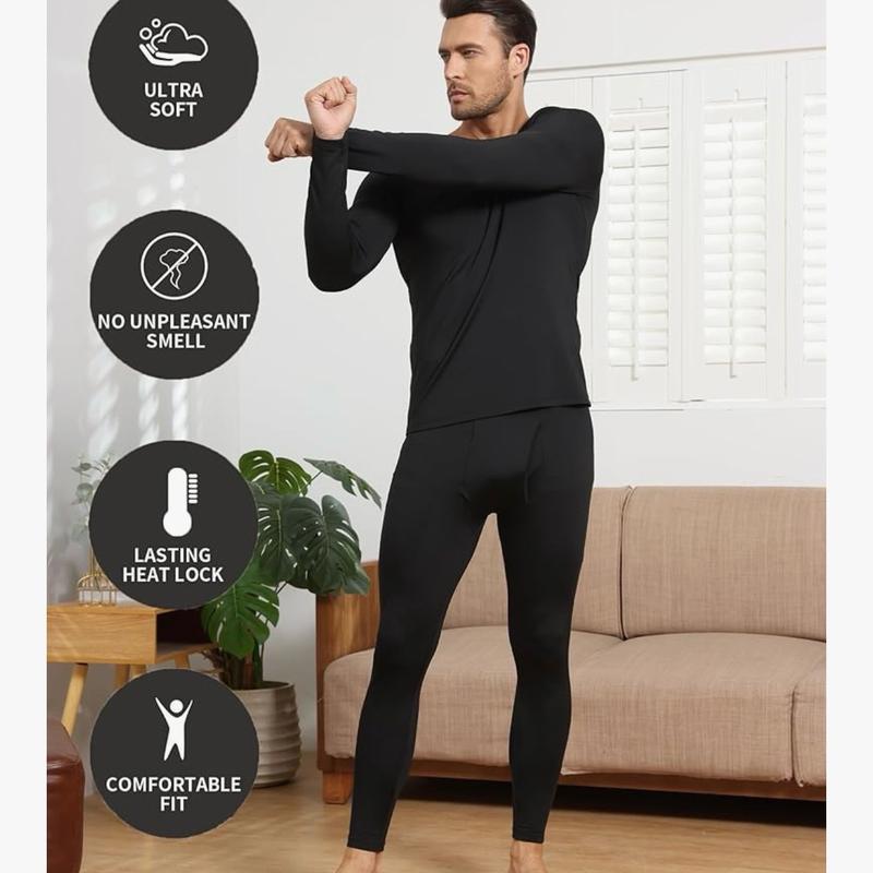 Two pack Men's Winter Thermal Set Long Johns fleece top and bottom  warm Underwear, Menswear